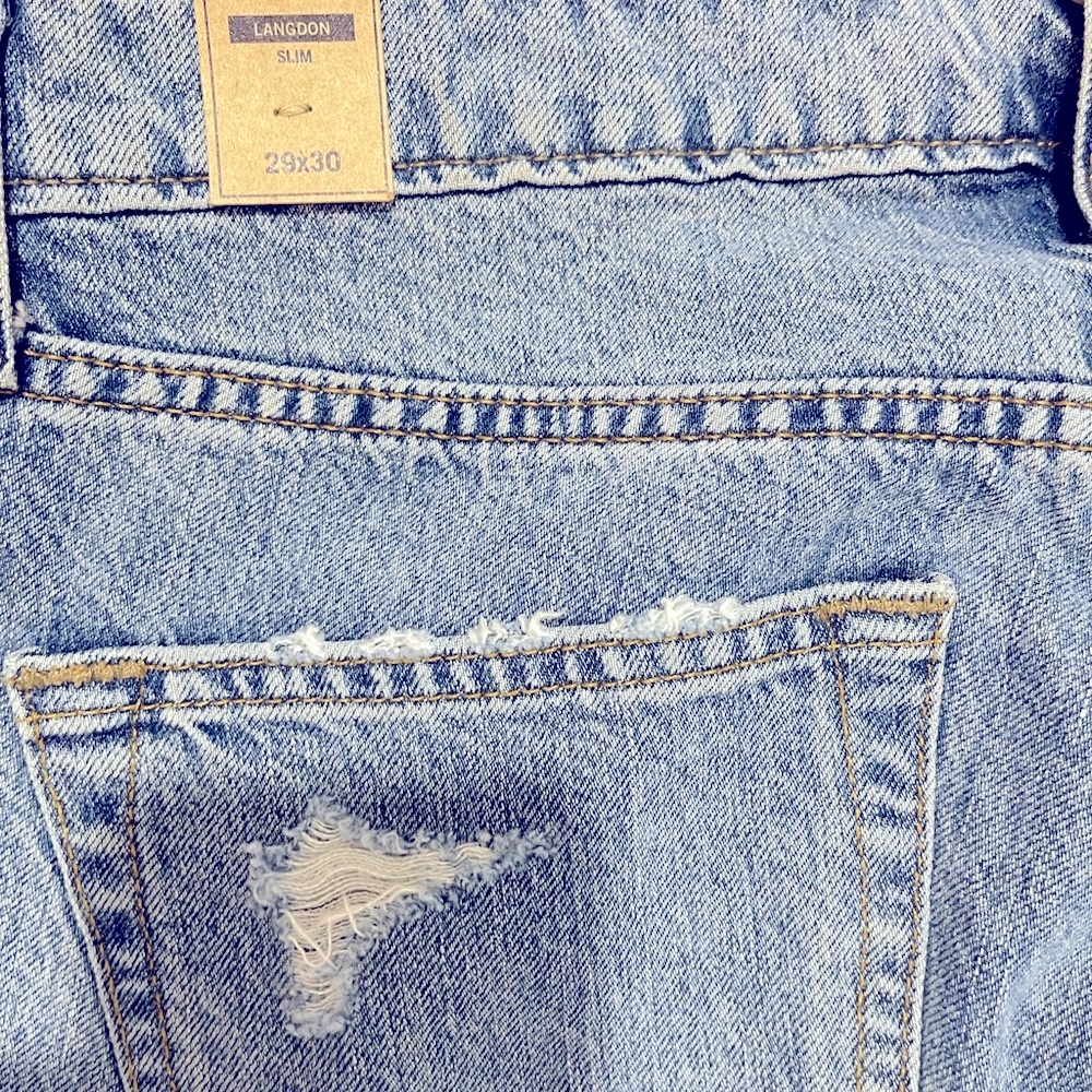 Abercrombie & Fitch Jeans Mens 29x30 Langdon Skinny Blue Stripe Straight Leg - Picture 5 of 6
